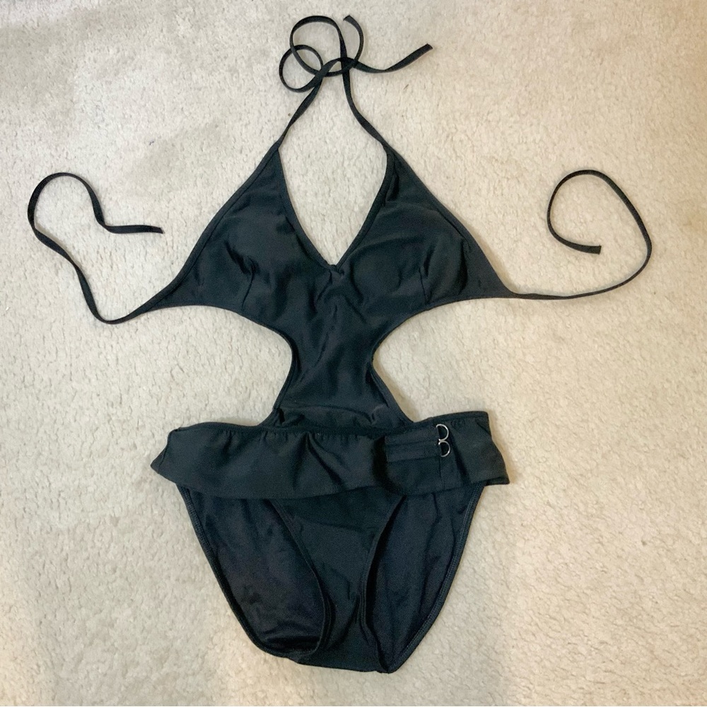 Vintage Black Sexy Swimsuit Monokini Size S